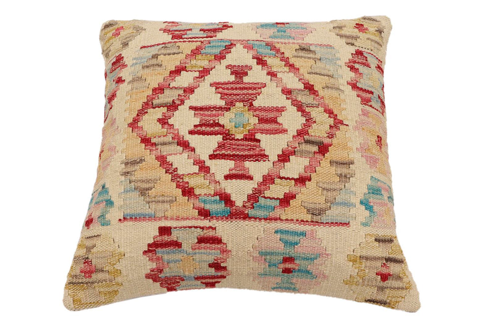 handmade Traditional Pillow Beige Red Hand-Woven SQUARE 100% WOOL Hand woven turkish pillow2 x 2