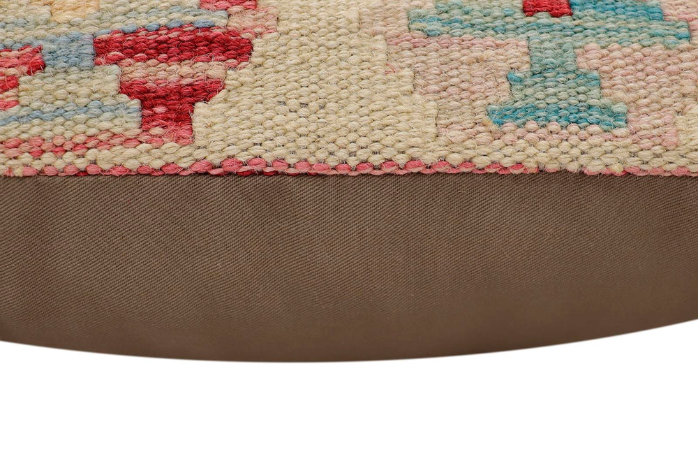 handmade Traditional Pillow Beige Red Hand-Woven SQUARE 100% WOOL Hand woven turkish pillow2 x 2