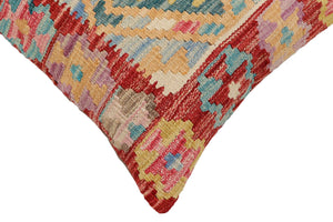 handmade Traditional Pillow Red Blue Hand-Woven SQUARE 100% WOOL Hand woven turkish pillow2 x 2