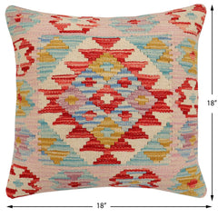handmade Traditional Pillow Red Blue Hand-Woven SQUARE 100% WOOL Hand woven turkish pillow2 x 2