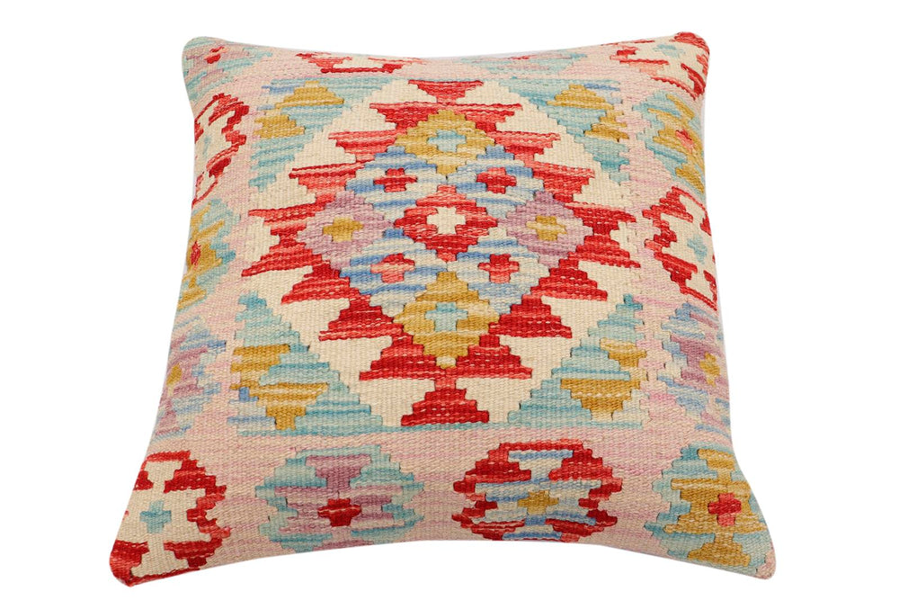 handmade Traditional Pillow Red Blue Hand-Woven SQUARE 100% WOOL Hand woven turkish pillow2 x 2
