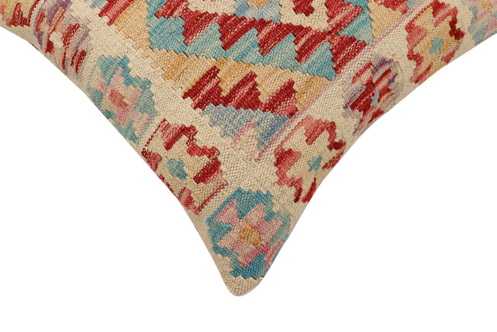 handmade Traditional Pillow Red Blue Hand-Woven SQUARE 100% WOOL  Hand woven turkish pillow  2 x 2