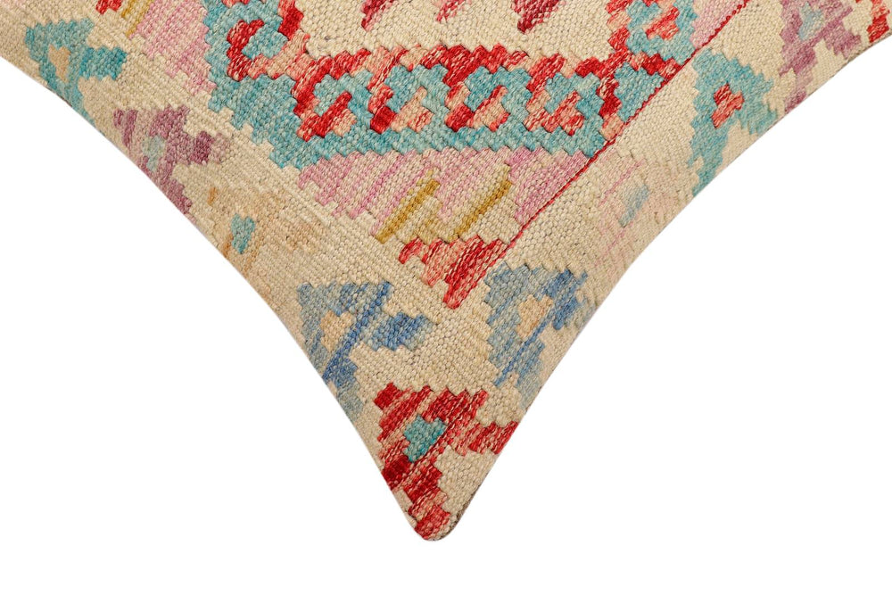handmade Traditional Pillow Beige Red Hand-Woven SQUARE 100% WOOL  Hand woven turkish pillow  2 x 2