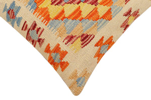 handmade Traditional Pillow Beige Rust Hand-Woven SQUARE 100% WOOL Hand woven turkish pillow2 x 2