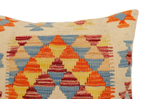 handmade Traditional Pillow Beige Rust Hand-Woven SQUARE 100% WOOL Hand woven turkish pillow2 x 2