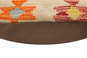 handmade Traditional Pillow Beige Rust Hand-Woven SQUARE 100% WOOL Hand woven turkish pillow2 x 2