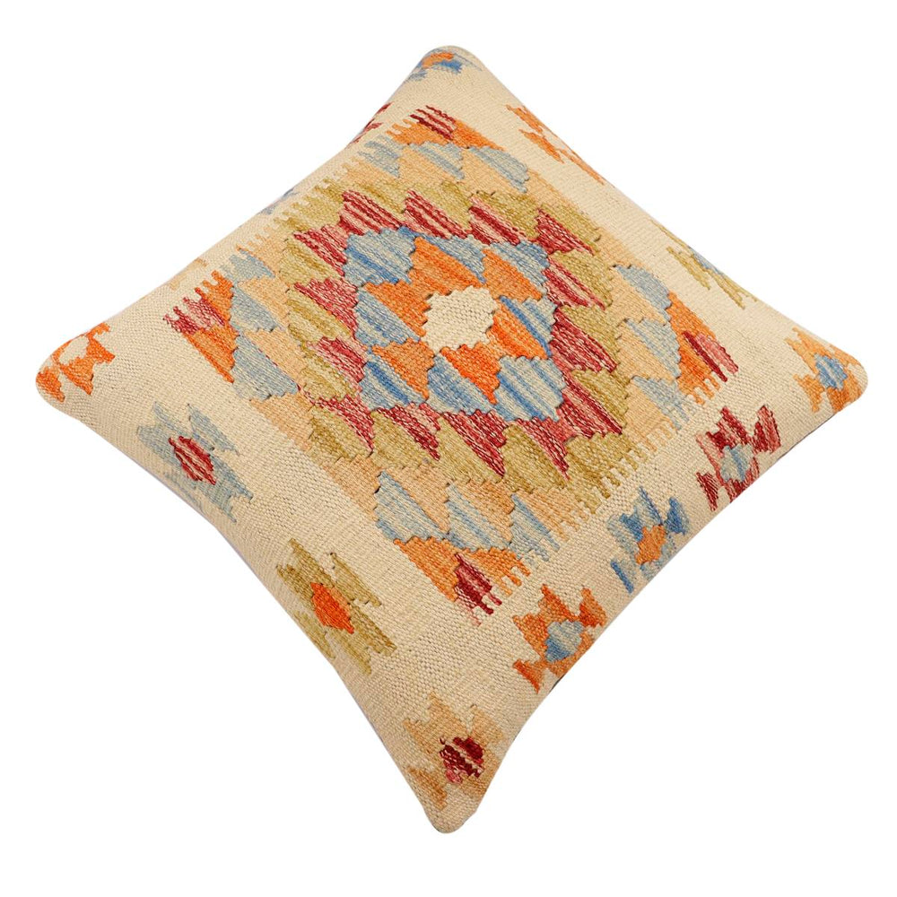 handmade Traditional Pillow Beige Rust Hand-Woven SQUARE 100% WOOL Hand woven turkish pillow2 x 2
