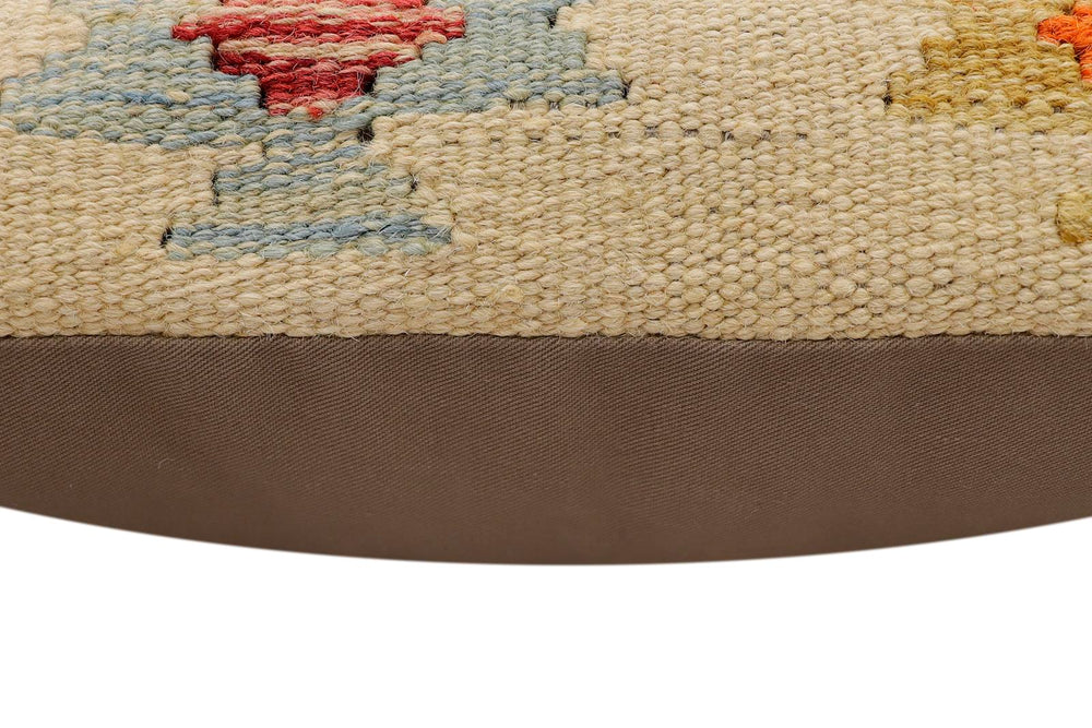 handmade Traditional Pillow Beige Rust Hand-Woven SQUARE 100% WOOL Hand woven turkish pillow2 x 2