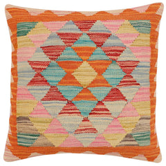 handmade Traditional Pillow Rust Red Hand-Woven SQUARE 100% WOOL Hand woven turkish pillow2 x 2