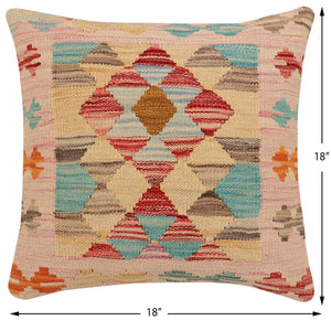 handmade Traditional Pillow Red Blue Hand-Woven SQUARE 100% WOOL Hand woven turkish pillow2 x 2