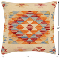handmade Traditional Pillow Beige Rust Hand-Woven SQUARE 100% WOOL Hand woven turkish pillow2 x 2
