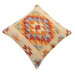 handmade Traditional Pillow Beige Rust Hand-Woven SQUARE 100% WOOL Hand woven turkish pillow2 x 2