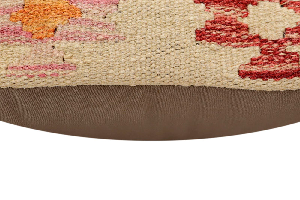 handmade Traditional Pillow Beige Rust Hand-Woven SQUARE 100% WOOL Hand woven turkish pillow2 x 2