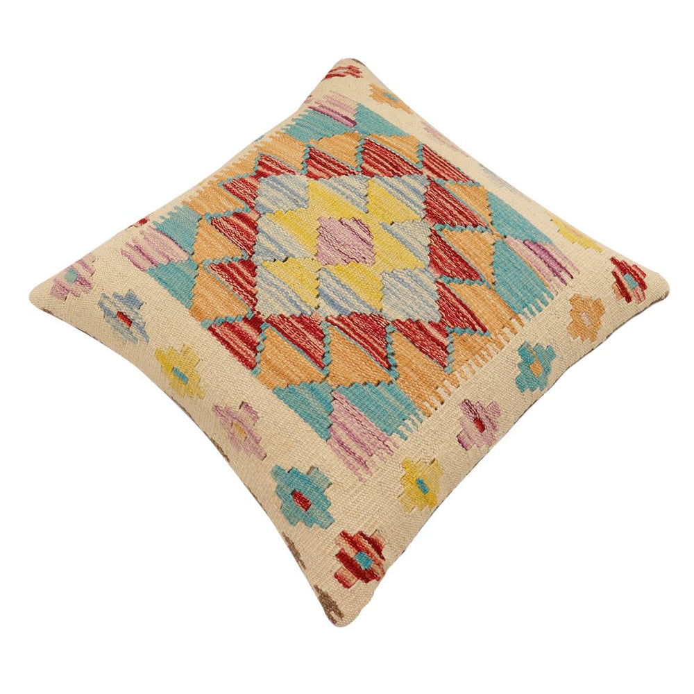 handmade Traditional Pillow Beige Rust Hand-Woven SQUARE 100% WOOL Hand woven turkish pillow2 x 2