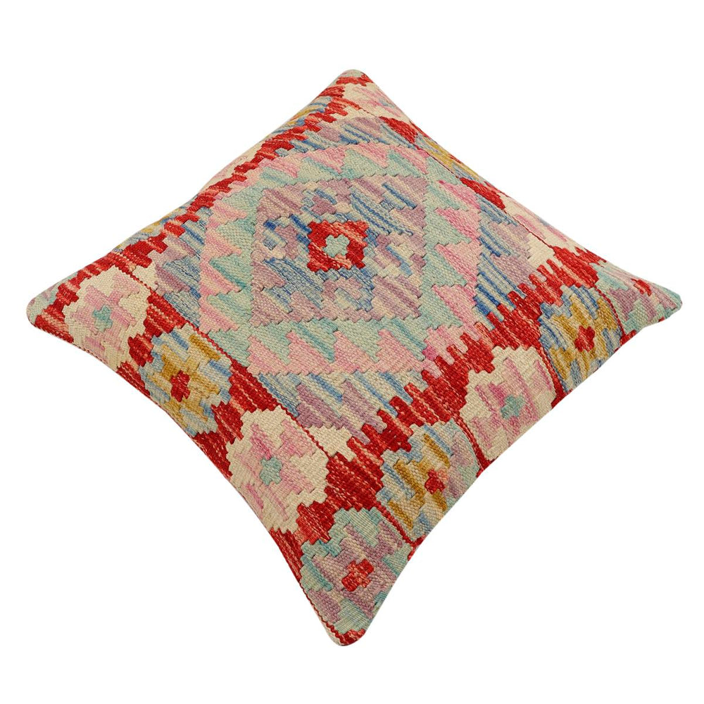 handmade Traditional Pillow Red Blue Hand-Woven SQUARE 100% WOOL Hand woven turkish pillow2 x 2