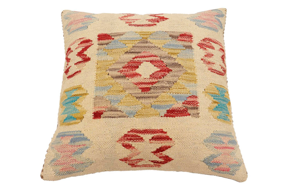handmade Traditional Pillow Beige Red Hand-Woven SQUARE 100% WOOL Hand woven turkish pillow2 x 2