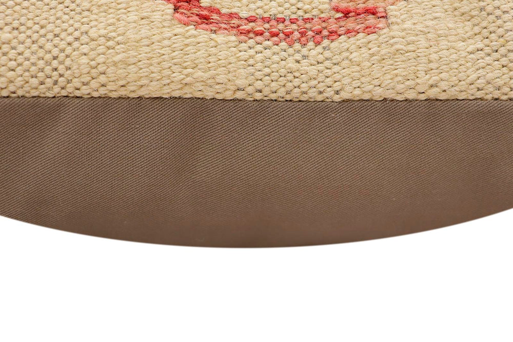 handmade Traditional Pillow Beige Red Hand-Woven SQUARE 100% WOOL Hand woven turkish pillow2 x 2