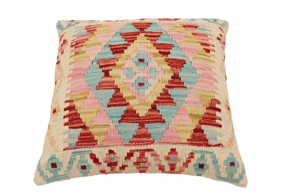 handmade Traditional Pillow Beige Rust Hand-Woven SQUARE 100% WOOL Hand woven turkish pillow2 x 2