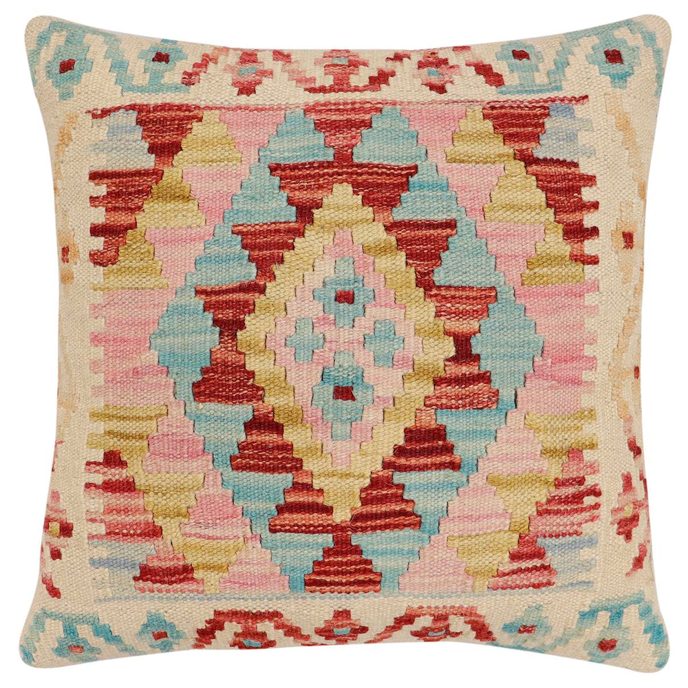 handmade Traditional Pillow Beige Rust Hand-Woven SQUARE 100% WOOL Hand woven turkish pillow2 x 2