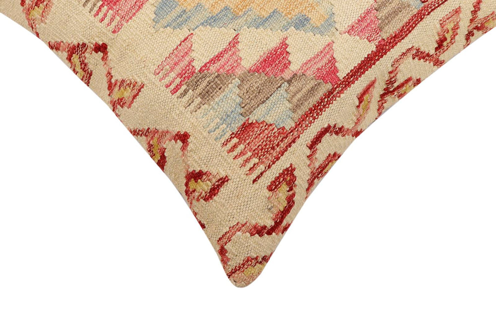 handmade Traditional Pillow Beige Red Hand-Woven SQUARE 100% WOOL  Hand woven turkish pillow  2 x 2