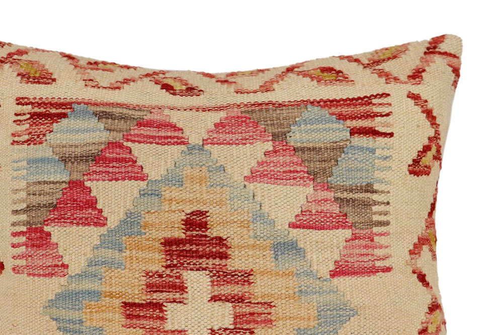 handmade Traditional Pillow Beige Red Hand-Woven SQUARE 100% WOOL  Hand woven turkish pillow  2 x 2