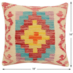 handmade Traditional Pillow Beige Red Hand-Woven SQUARE 100% WOOL Hand woven turkish pillow2 x 2