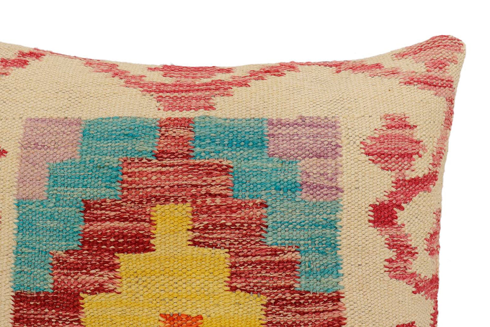 handmade Traditional Pillow Beige Red Hand-Woven SQUARE 100% WOOL Hand woven turkish pillow2 x 2