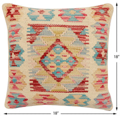 handmade Traditional Pillow Beige Red Hand-Woven SQUARE 100% WOOL Hand woven turkish pillow2 x 2