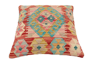 handmade Traditional Pillow Red Blue Hand-Woven SQUARE 100% WOOL Hand woven turkish pillow2 x 2