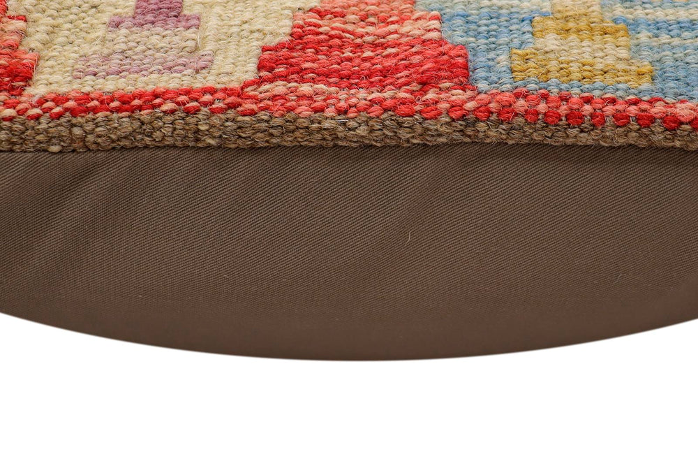 handmade Traditional Pillow Rust Blue Hand-Woven SQUARE 100% WOOL Hand woven turkish pillow2 x 2