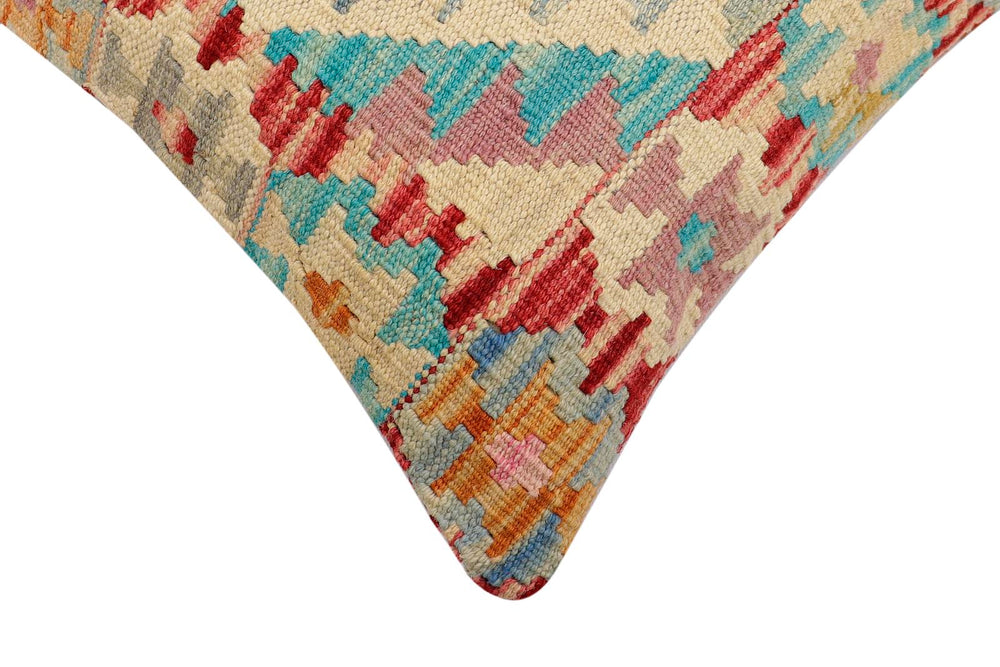 handmade Traditional Pillow Rust Blue Hand-Woven SQUARE 100% WOOL Hand woven turkish pillow2 x 2