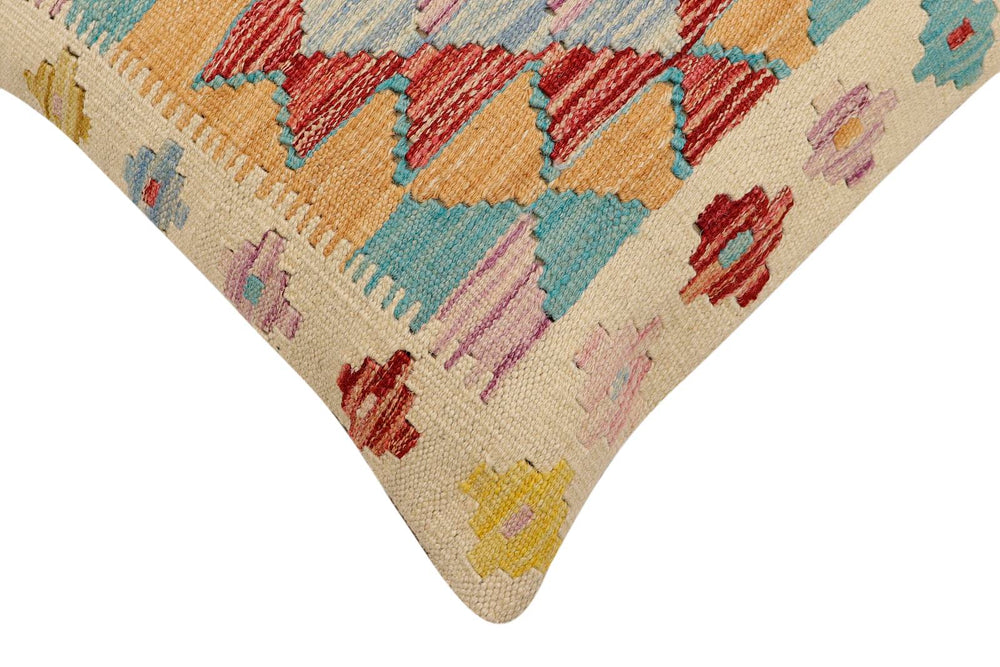 handmade Traditional Pillow Beige Rust Hand-Woven SQUARE 100% WOOL  Hand woven turkish pillow  2 x 2