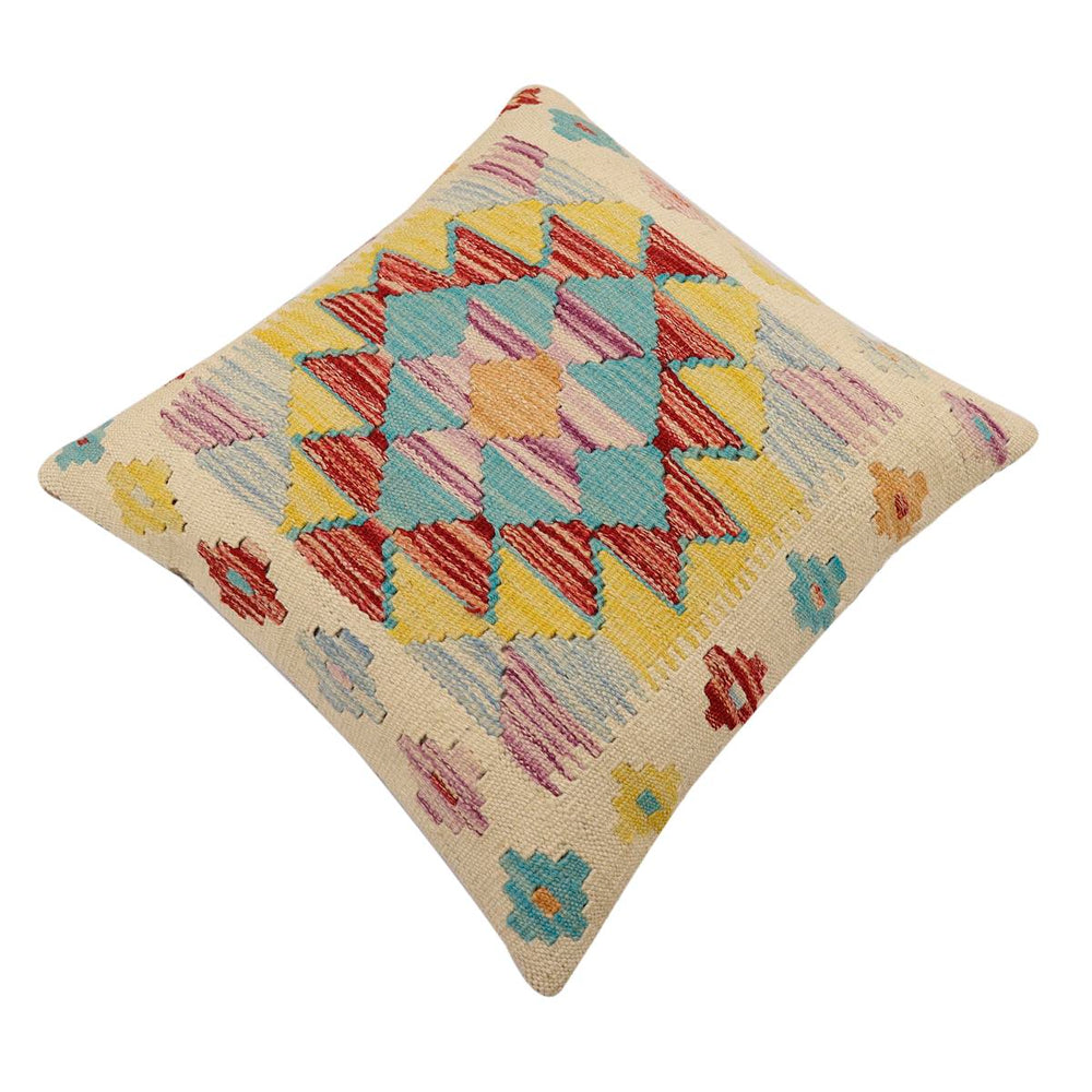 handmade Traditional Pillow Beige Rust Hand-Woven SQUARE 100% WOOL Hand woven turkish pillow2 x 2