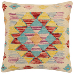 handmade Traditional Pillow Beige Rust Hand-Woven SQUARE 100% WOOL Hand woven turkish pillow2 x 2