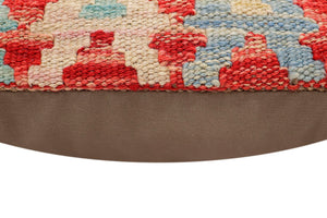 handmade Traditional Pillow Rust Blue Hand-Woven SQUARE 100% WOOL Hand woven turkish pillow2 x 2