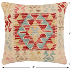 handmade Traditional Pillow Red Blue Hand-Woven SQUARE 100% WOOL Hand woven turkish pillow2 x 2