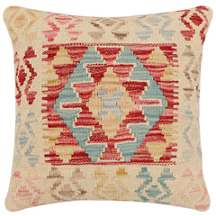handmade Traditional Pillow Red Blue Hand-Woven SQUARE 100% WOOL Hand woven turkish pillow2 x 2