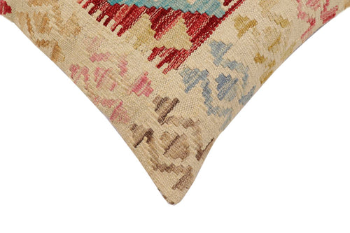 handmade Traditional Pillow Rust Blue Hand-Woven SQUARE 100% WOOL  Hand woven turkish pillow  2 x 2