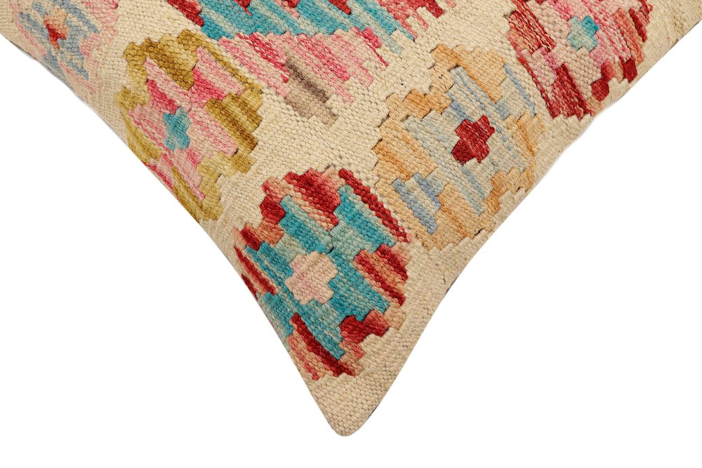 handmade Traditional Pillow Rust Blue Hand-Woven SQUARE 100% WOOL  Hand woven turkish pillow  2 x 2