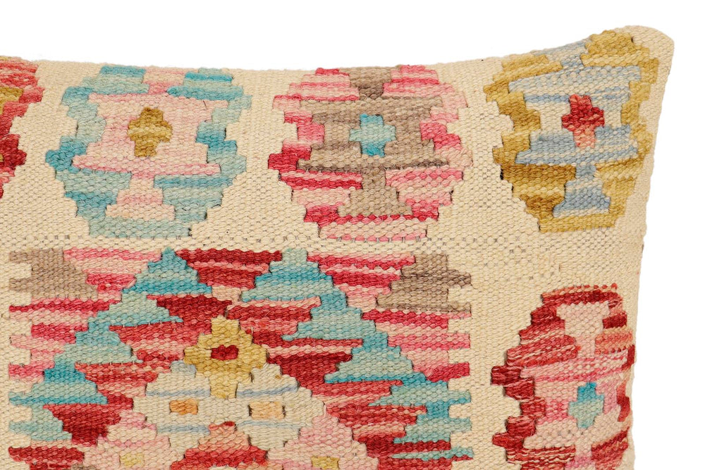handmade Traditional Pillow Rust Blue Hand-Woven SQUARE 100% WOOL  Hand woven turkish pillow  2 x 2