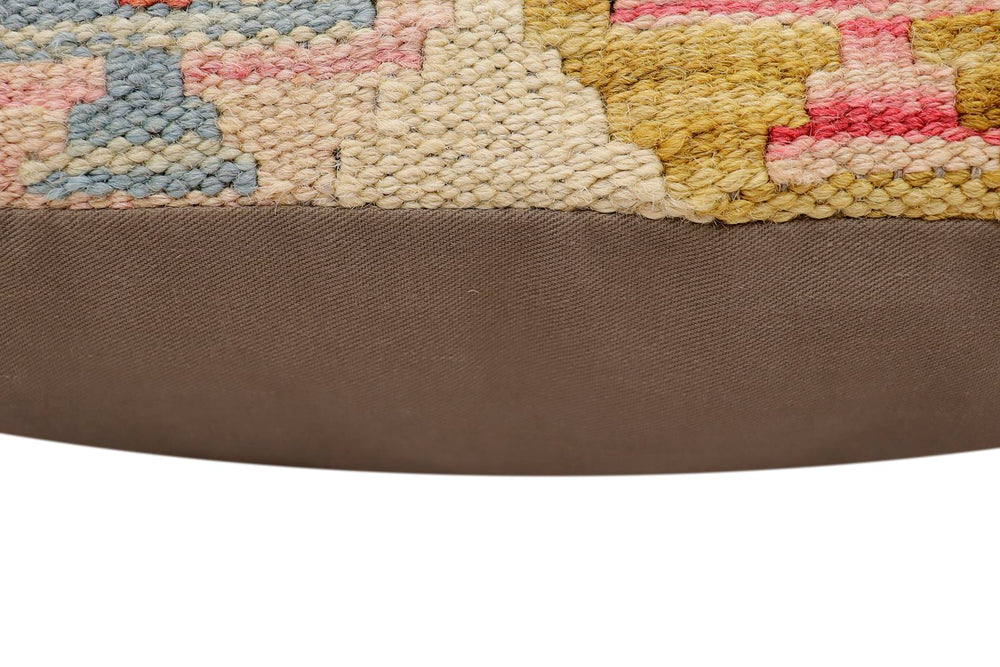 handmade Traditional Pillow Rust Blue Hand-Woven SQUARE 100% WOOL  Hand woven turkish pillow  2 x 2