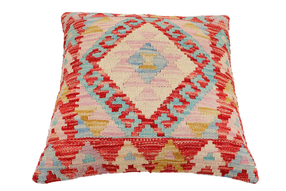 handmade Traditional Pillow Red Beige Hand-Woven SQUARE 100% WOOL Hand woven turkish pillow2 x 2