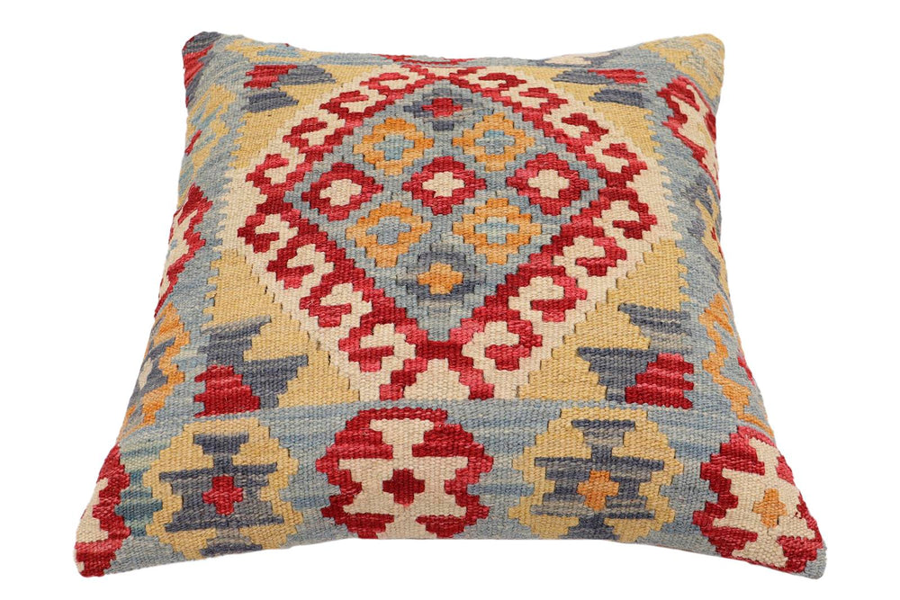 handmade Traditional Pillow Blue Red Hand-Woven SQUARE 100% WOOL Hand woven turkish pillow2 x 2