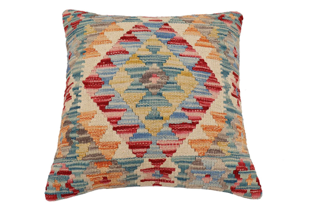 handmade Traditional Pillow Beige Red Hand-Woven SQUARE 100% WOOL Hand woven turkish pillow2 x 2