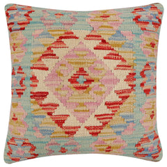 handmade Traditional Pillow Blue Rust Hand-Woven SQUARE 100% WOOL Hand woven turkish pillow2 x 2