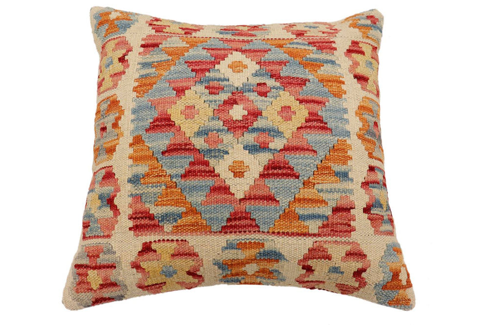 handmade Traditional Pillow Beige Rust Hand-Woven SQUARE 100% WOOL Hand woven turkish pillow2 x 2