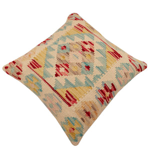 handmade Traditional Pillow Beige Blue Hand-Woven SQUARE 100% WOOL Hand woven turkish pillow2 x 2