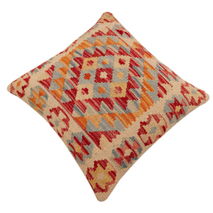 handmade Traditional Pillow Rust Blue Hand-Woven SQUARE 100% WOOL  Hand woven turkish pillow  2 x 2
