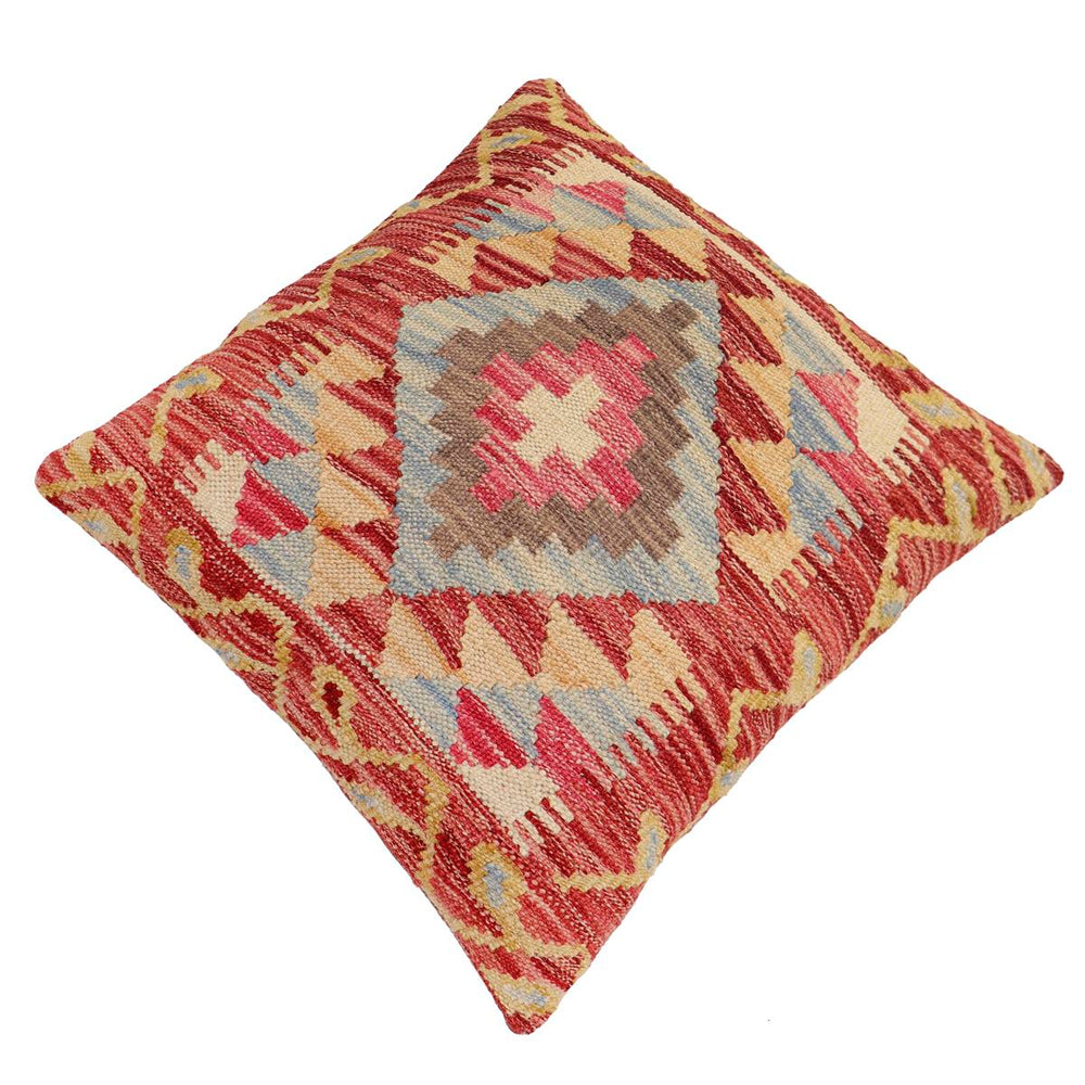 handmade Traditional Pillow Rust Beige Hand-Woven SQUARE 100% WOOL Hand woven turkish pillow2 x 2