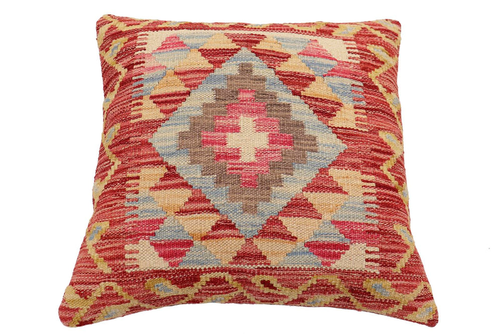 handmade Traditional Pillow Rust Beige Hand-Woven SQUARE 100% WOOL Hand woven turkish pillow2 x 2